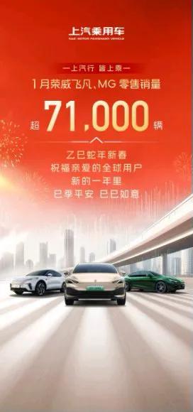 喜迎2025開(kāi)門(mén)紅!1月份上汽銷(xiāo)售35.3萬(wàn)輛,領(lǐng)跑行業(yè)
