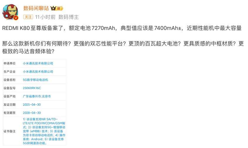 紅米K80至尊版入網(wǎng),續(xù)航性能雙升級(jí),6月發(fā)布價(jià)2700左右?